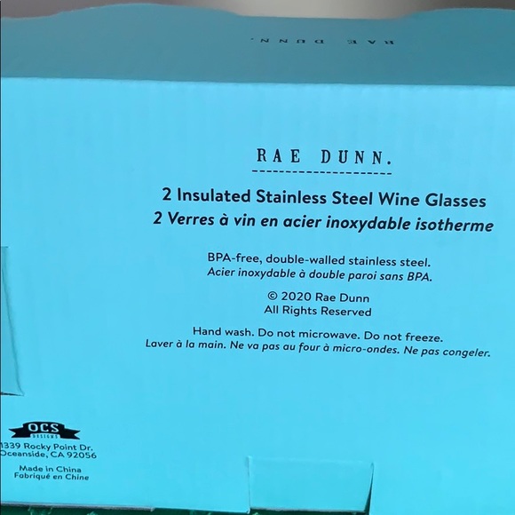 Rae Dunn 2 insulated Stainless steel wine glasses - Picture 2 of 3
